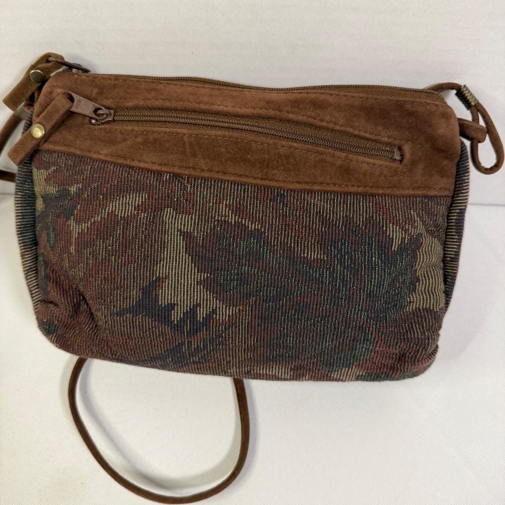 Maggie Lawrence Crossbody Bag Small Brown Tapestry Suede Vintageβ Floral